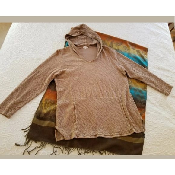 Mocha pullover hoodie 100% cotton pockets Large - Picture 7 of 8